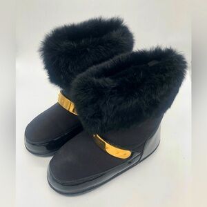 🔥Like-New Men’s Giuseppe Zanotti Moon Boots Faux Fur Black w Gold Accent Winter